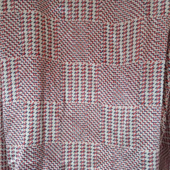 Vintage Blouse Shirt Highland Queen Made Hong Kong Tartan Red Blue Size 16 XL - Picture 11 of 14